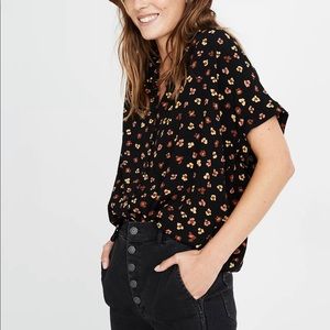 Madewell Central Drapey shirt in feline floral